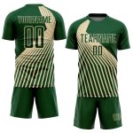 Custom Name and Number Soccer Jersey - Personalized Green Cream Lines Sublimation Team Uniform Personalized Green Cream Lines