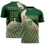 Custom Name and Number Soccer Jersey - Personalized Green Cream Lines Sublimation Team Uniform Personalized Green Cream Lines