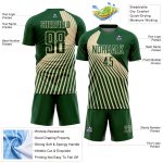Custom Name and Number Soccer Jersey - Personalized Green Cream Lines Sublimation Team Uniform Personalized Green Cream Lines
