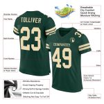 Customizable Green Cream Mesh Football Jersey with Team Name and Number - Authentic Design Personalized Green Cream Mesh