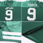Customizable Green Cream Mesh Football Jersey with Team Name and Number - Authentic Design Personalized Green Cream Mesh