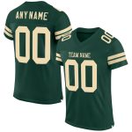 Customizable Green Cream Mesh Football Jersey with Team Name and Number - Authentic Design Personalized Green Cream Mesh