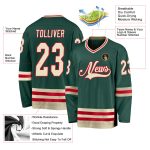 Custom Name Number Green Cream-Red Hockey Jersey Personalized Team Gear Personalized Green Cream-Red Hockey Jersey Team Custom