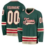 Custom Name Number Green Cream-Red Hockey Jersey Personalized Team Gear Personalized Green Cream-Red Hockey Jersey Team Custom