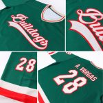 Custom Name Number Green Cream-Red Hockey Jersey Personalized Team Gear Personalized Green Cream-Red Hockey Jersey Team Custom