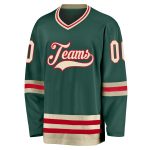 Custom Name Number Green Cream-Red Hockey Jersey Personalized Team Gear Personalized Green Cream-Red Hockey Jersey Team Custom