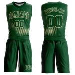Custom Name and Number Basketball Jersey Sublimation Suit in Green Cream - Personalized Round Neck Design Personalized Green