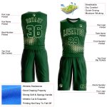 Custom Name and Number Basketball Jersey Sublimation Suit in Green Cream - Personalized Round Neck Design Personalized Green