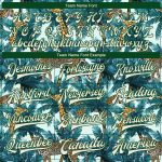 Custom Name and Number Tropical Green Cream 3D Bomber Varsity Jacket with Tiger, Giraffe, and Palms Design Personalized Green