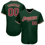 Custom Name and Number Authentic Baseball Jersey - Personalized Green Crimson-City Cream Team Apparel Personalized Green