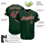 Custom Name and Number Authentic Baseball Jersey - Personalized Green Crimson-City Cream Team Apparel Personalized Green