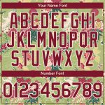 Personalized Big Flower and Crane Baseball Jersey, Custom Name and Number, Green Crimson-Cream 3D Pattern, Northeast China Design