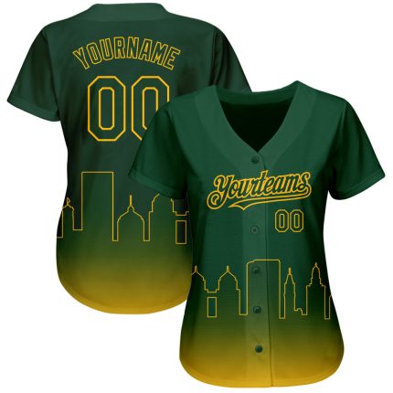 Personalized Oakland City Edition Green Gold 3D Authentic Baseball Jersey - Custom Name and Number Personalized Green Gold