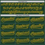 Custom Name and Number Authentic Baseball Jersey with Personalized Green Gold 3D Pattern Design Personalized Green Gold 3D