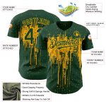 Custom Name & Number Baseball Jersey | Personalized Dripping Splatter Art in Green & Gold 3D Pattern Design Personalized