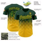 Custom Name & Number Personalized Green Gold 3D Gradient Baseball Jersey with Square Shapes Design Personalized Green Gold