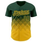 Custom Name & Number Personalized Green Gold 3D Gradient Baseball Jersey with Square Shapes Design Personalized Green Gold
