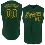 Custom Personalized Green Gold Baseball Jersey with Name and Number - Authentic Sleeveless Team Apparel Personalized Green