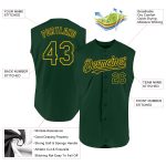 Custom Personalized Green Gold Baseball Jersey with Name and Number - Authentic Sleeveless Team Apparel Personalized Green