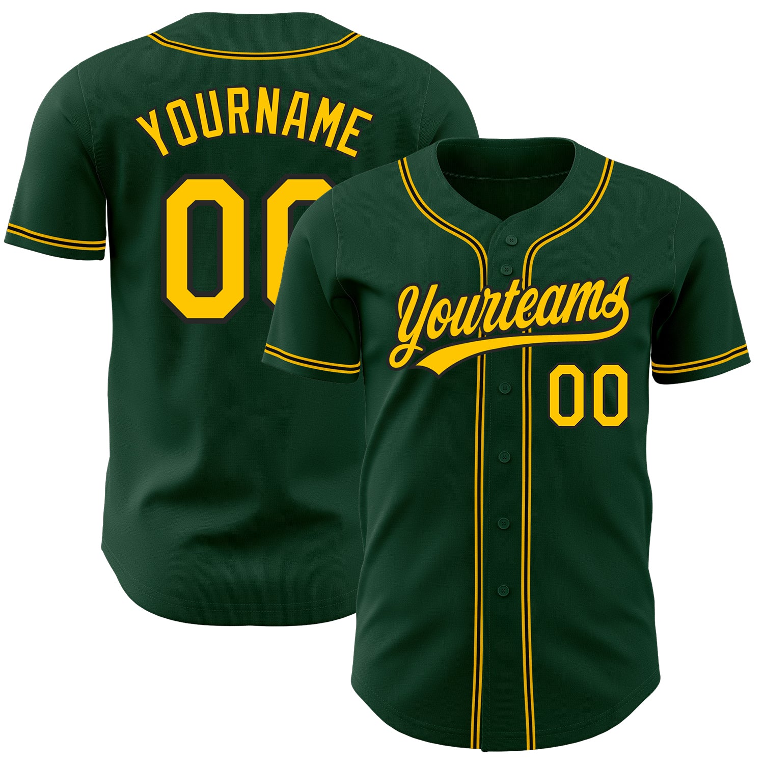 Personalized Green Gold Black Authentic Baseball Jersey for Men and Women Personalized Green Gold-Black Authentic Baseball