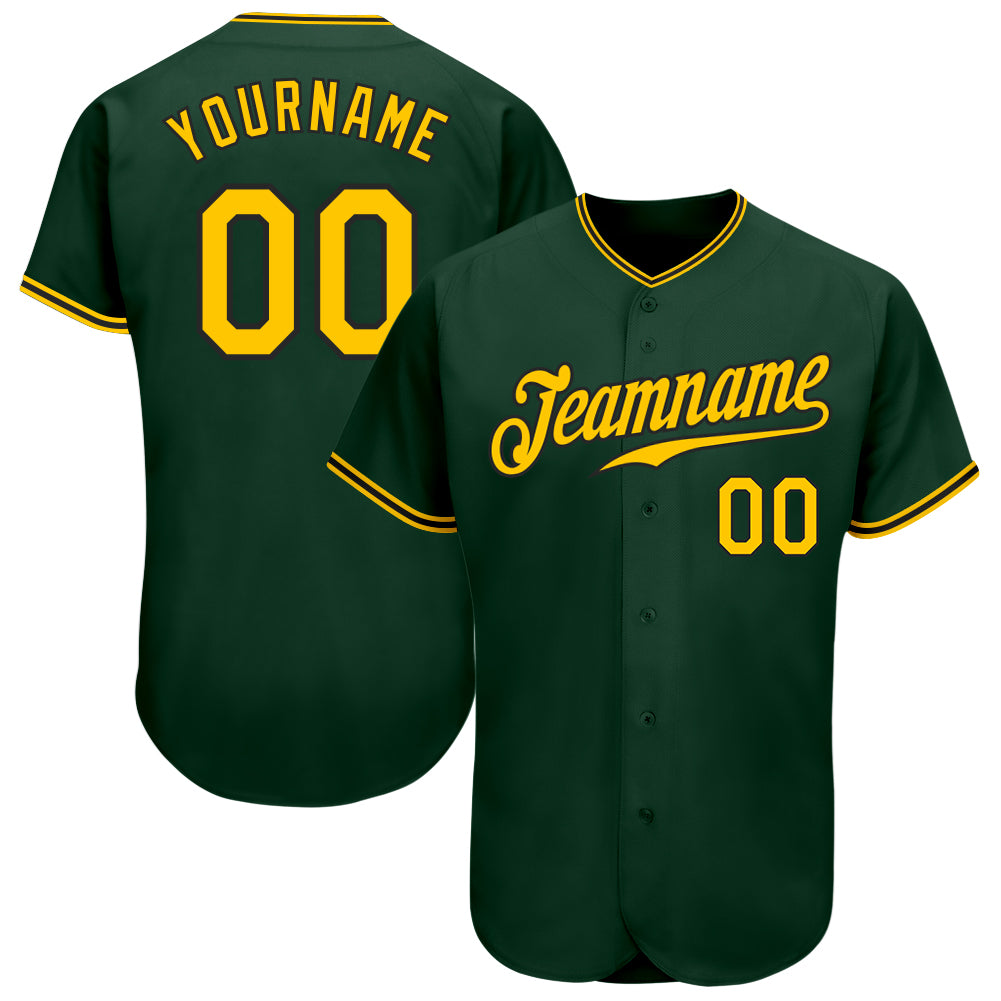 Custom Name and Number Personalized Green Gold-Black Baseball Jersey - Authentic Team Jersey Personalized Green Gold-Black