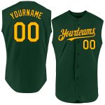 Custom Green Gold-Black Baseball Jersey with Personal Name & Number - Authentic Sleeveless Team Apparel Personalized Green