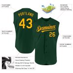 Custom Green Gold-Black Baseball Jersey with Personal Name & Number - Authentic Sleeveless Team Apparel Personalized Green