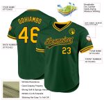 Custom Authentic Throwback Baseball Jersey - Personalized Green Gold-Black with Custom Name and Number Personalized Green