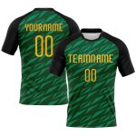 Custom Name Number Volleyball Uniform Jersey - Personalized Green Gold Black Geometric Design Personalized Green Gold-Black