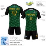 Custom Name Number Volleyball Uniform Jersey - Personalized Green Gold Black Geometric Design Personalized Green Gold-Black