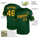 Customizable Green Gold-Black Mesh Throwback Baseball Jersey with Personalized Name and Number - Authentic Team Gear Personalized
