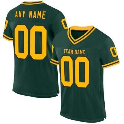 Custom Name Number Authentic Throwback Football Jersey Green Black Mesh Personalized Team Jersey Personalized Green Gold-Black