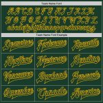 Custom Name Number Green Gold Bomber Varsity Letterman Jacket - Personalized Full-Snap Team Apparel Personalized Green Gold