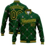Custom Personalized Dog Jacket Santa Costume Green Gold 3D Bomber Full-Snap Varsity Letterman - Team Name & Number Apparel