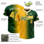Custom Unisex Softball Jersey - Personalized Green Gold-Cream Gradient Two-Button with Name & Number Personalized Green Gold-Cream