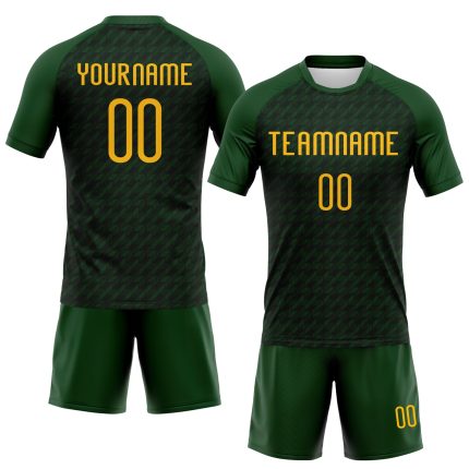 Custom Name Number Volleyball Jersey | Personalized Green Gold Geometric Sublimation Team Uniform Personalized Green Gold