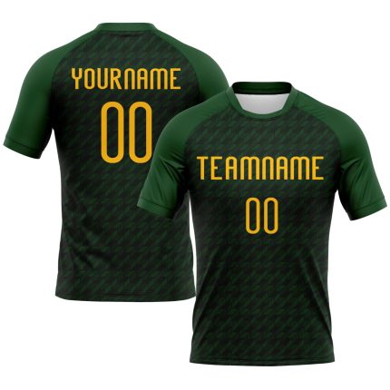 Custom Name Number Volleyball Jersey | Personalized Green Gold Geometric Sublimation Team Uniform Personalized Green Gold