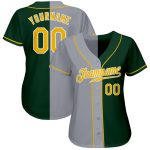 Custom Name & Number Personalized Green Gold-Gray Baseball Jersey - Authentic Split Design Fashion Jersey Personalized Green