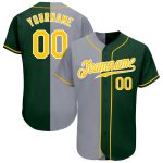 Custom Name & Number Personalized Green Gold-Gray Baseball Jersey - Authentic Split Design Fashion Jersey Personalized Green