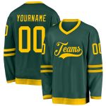 Custom Name and Number Green Gold Hockey Jersey - Personalized Team Jersey Personalized Green Gold Hockey Jersey Team Custom