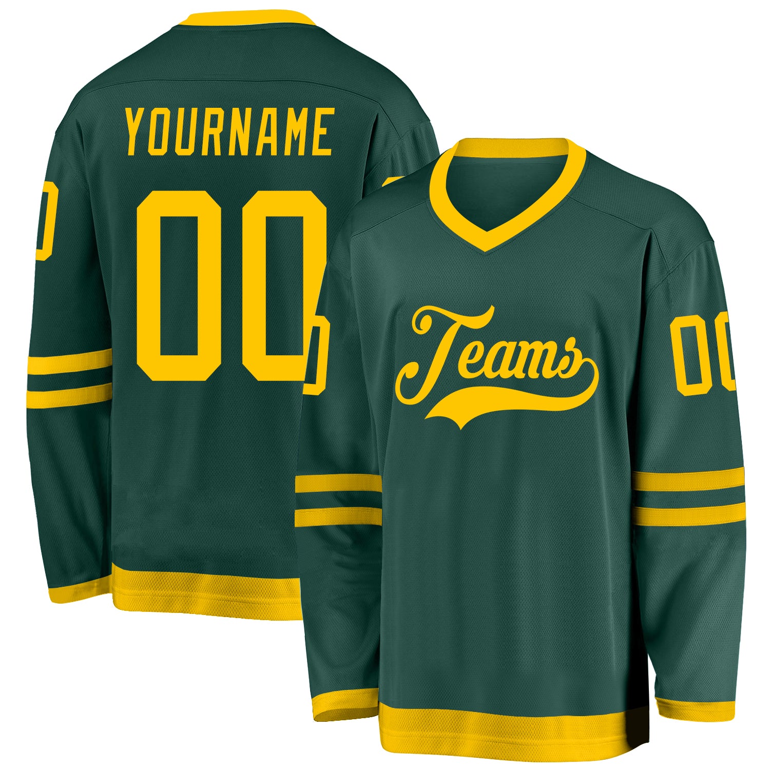 Custom Name and Number Green Gold Hockey Jersey - Personalized Team Jersey Personalized Green Gold Hockey Jersey Team Custom