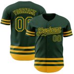 Custom Name and Number Baseball Jersey in Green with Gold Line - Personalized Authentic Team Jersey Personalized Green Gold