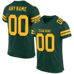 Custom Name and Number Personalized Green Gold Football Jersey - Authentic Mesh Team Jersey Personalized Green Gold Mesh