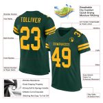 Custom Name and Number Personalized Green Gold Football Jersey - Authentic Mesh Team Jersey Personalized Green Gold Mesh