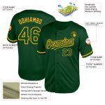 Custom Name Number Authentic Green Gold Baseball Jersey Mesh Throwback Team Personalized Green Gold Mesh Authentic Throwback