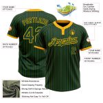 Custom Name Number Softball Jersey Unisex Green Gold Pinstripe Two-Button Personalized Apparel Personalized Green Gold Pinstripe