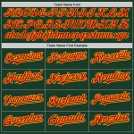Custom Unisex Softball Jersey with Personalized Name and Number, Green Gold Pinstripe, Red, Two-Button Design Personalized
