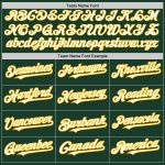 Custom Name and Number Unisex Softball Jersey Green Gold Pinstripe Two-Button White Personalized Green Gold Pinstripe White