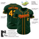 Custom Authentic Baseball Jersey with Personalized Name & Number - Green Gold-Red Team Colors Personalized Green Gold-Red