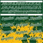 Custom green, gold and white 3D pattern baseball jersey, side view